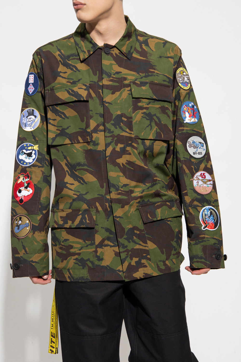 Off white discount camo patch jacket